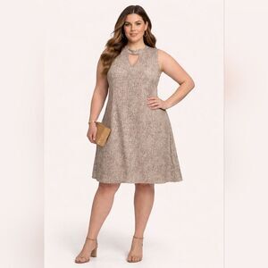 Cato Sleeveless Taupe Leopard Print Shift Dress Sz 26/28